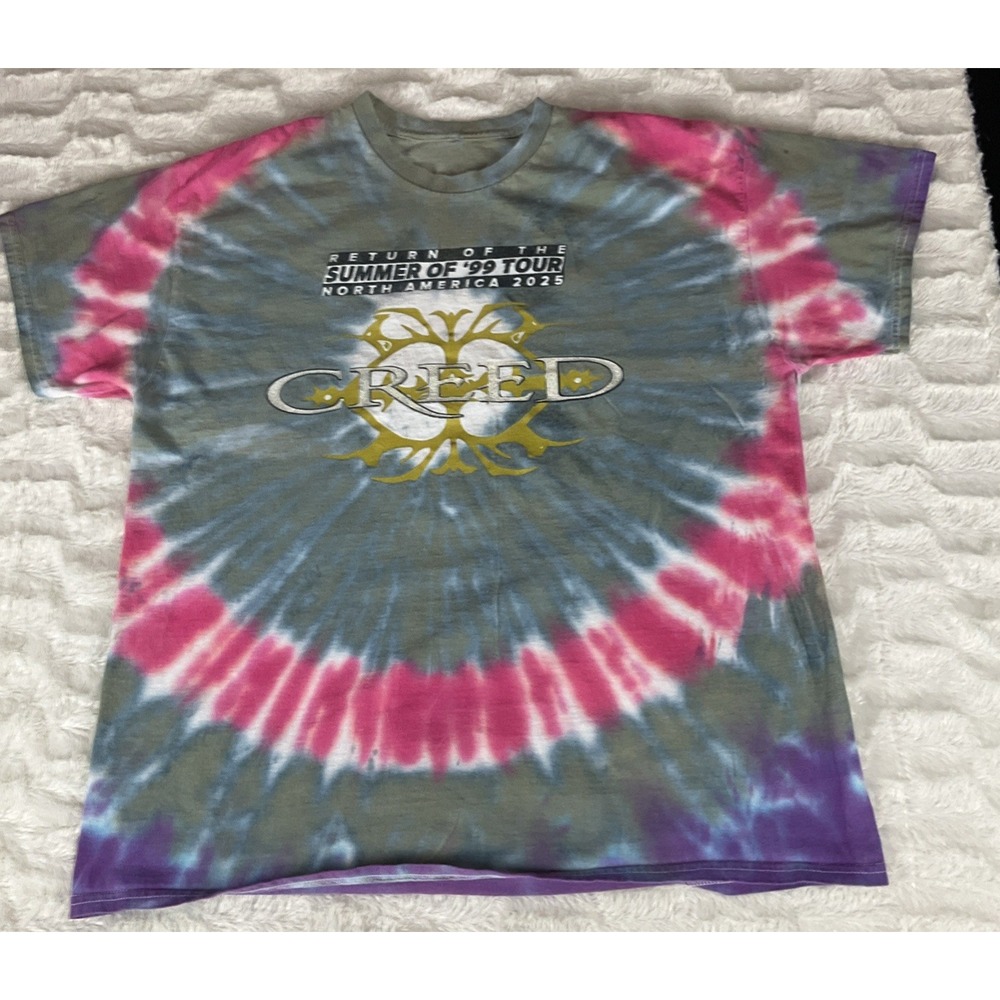 Creed Summer Of 99 Tour 2025 Tie Dye T Shirt XL 3 Doors Down Daughtry Unisex